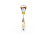 Yellow gold Three-Stone Fancy Pink Princess  Diamond Ring with Pear Side Stones in Four-Prong Setting_2