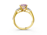 Yellow gold Three-Stone Fancy Pink Princess  Diamond Ring with Pear Side Stones in Four-Prong Setting_3