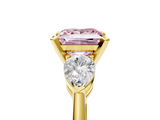 Yellow gold Three-Stone Fancy Pink Princess  Diamond Ring with Pear Side Stones in Four-Prong Setting_5