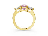 Yellow gold Three-Stone Fancy Pink Radiant  Brilliant Cut Solitaire Ring with Prong Setting on a Classic Band 5