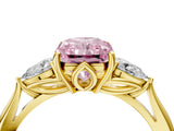 Yellow gold Three-Stone Fancy Pink Radiant Cut Brilliant Diamond Solitaire Ring with Tapered Band and Four-Prong Setting_10