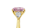 Yellow gold Three-Stone Fancy Pink Radiant Cut Brilliant Diamond Solitaire Ring with Tapered Band and Four-Prong Setting_11