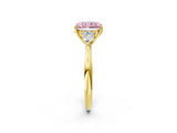Yellow gold Three-Stone Fancy Pink Radiant Cut Brilliant Diamond Solitaire Ring with Tapered Band and Four-Prong Setting_8