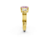 Yellow gold Three-Stone Fancy Pink Radiant Cut Cut Classic Band Prong Setting Ring_2