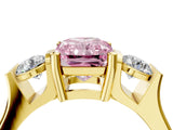 Yellow gold Three-Stone Fancy Pink Radiant Cut Cut Classic Band Prong Setting Ring_4
