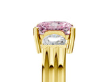 Yellow gold Three-Stone Fancy Pink Radiant Cut Cut Classic Band Prong Setting Ring_5