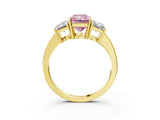 Yellow gold Three-Stone Fancy Pink Radiant Cut Cut Diamond Engagement Ring with Flat Band and Four-Prong Setting_15