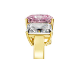 Yellow gold Three-Stone Fancy Pink Radiant Cut Cut Diamond Engagement Ring with Flat Band and Four-Prong Setting_17