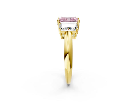 Yellow gold Three-Stone Fancy Pink Radiant Cut Cut Diamond Engagement Ring with Prong Setting on a White Gold Band_38