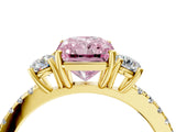 Yellow gold Three-Stone Fancy Pink Radiant Cut Cut Diamond Pavé Band with Prong Setting_19
