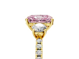 Yellow gold Three-Stone Fancy Pink Radiant Cut Cut Diamond Pavé Band with Prong Setting_20