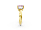 Yellow gold Three-Stone Fancy Pink Radiant Cut Cut Diamond Ring with Channel Set Band and Four-Prong Setting_2