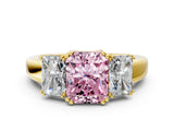 Yellow gold Three-Stone Fancy Pink Radiant Cut Cut Diamond Ring with Channel Set Band and Four-Prong Setting_24