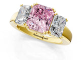 Yellow gold Three-Stone Fancy Pink Radiant Cut Cut Diamond Ring with Channel Set Band and Four-Prong Setting_25