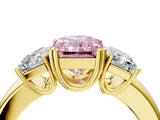 Yellow gold Three-Stone Fancy Pink Radiant Cut Cut Diamond Ring with Channel Set Band and Four-Prong Setting_28