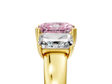Yellow gold Three-Stone Fancy Pink Radiant Cut Cut Diamond Ring with Channel Set Band and Four-Prong Setting_5