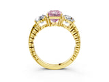 Yellow gold Three-Stone Fancy Pink Radiant Cut Cut Diamond Ring with Channel-Set Band and Prong Setting_3
