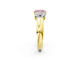 Yellow gold Three-Stone Fancy Pink Radiant Cut Cut Diamond Ring with Prong Setting and Classic Band_2