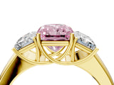 Yellow gold Three-Stone Fancy Pink Radiant Cut Cut Diamond Ring with Prong Setting and Classic Band_4