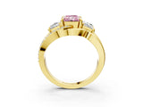 Yellow gold Three-Stone Fancy Pink Radiant Cut Cut Diamond Split Shank Prong Set Ring_15