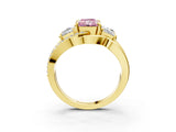 Yellow gold Three-Stone Fancy Pink Radiant Cut Cut Diamond Split Shank Prong Set Ring_3