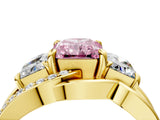 Yellow gold Three-Stone Fancy Pink Radiant Cut Cut Diamond Split Shank Prong Set Ring_4