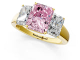 Yellow gold Three-Stone Fancy Pink Radiant Cut Cut Solitaire Ring with Classic Prong Setting_1