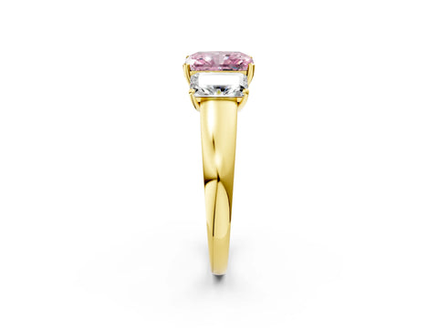 Yellow gold Three-Stone Fancy Pink Radiant Cut Cut Solitaire Ring with Classic Prong Setting_2