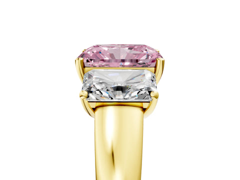 Yellow gold Three-Stone Fancy Pink Radiant Cut Cut Solitaire Ring with Classic Prong Setting_5