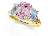 Yellow gold Three-Stone Fancy Pink Radiant Cut Diamond Braided Band Ring with Four-Prong Setting_103