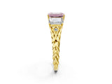 Yellow gold Three-Stone Fancy Pink Radiant Cut Diamond Braided Band Ring with Four-Prong Setting_104