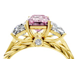 Yellow gold Three-Stone Fancy Pink Radiant Cut Diamond Braided Band Ring with Four-Prong Setting_106