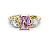 Yellow gold Three-Stone Fancy Pink Radiant Cut Diamond Channel Set Engagement Ring with Prong Setting_12