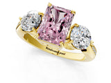 Yellow gold Three-Stone Fancy Pink Radiant Cut Diamond Channel Set Engagement Ring with Prong Setting_13