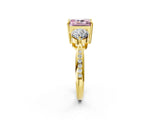 Yellow gold Three-Stone Fancy Pink Radiant Cut Diamond Channel Set Engagement Ring with Prong Setting_14