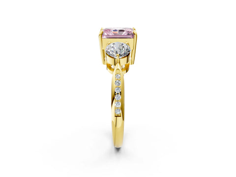 Yellow gold Three-Stone Fancy Pink Radiant Cut Diamond Channel Set Engagement Ring with Prong Setting_14