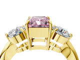 Yellow gold Three-Stone Fancy Pink Radiant Cut Diamond Channel Set Engagement Ring with Prong Setting_16