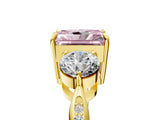 Yellow gold Three-Stone Fancy Pink Radiant Cut Diamond Channel Set Engagement Ring with Prong Setting_17
