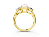 Yellow gold Three-Stone Fancy Pink Radiant Cut Diamond Channel Set Engagement Ring with Prong Setting_3