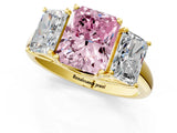 Yellow gold Three-Stone Fancy Pink Radiant Cut Diamond Engagement Ring with Prong Setting_4