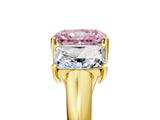 Yellow gold Three-Stone Fancy Pink Radiant Cut Diamond Engagement Ring with Prong Setting_8