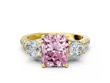 Yellow gold Three-Stone Fancy Pink Radiant  Cut Diamond Pavé Band with Four-Prong Setting_28