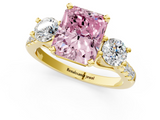 Yellow gold Three-Stone Fancy Pink Radiant  Cut Diamond Pavé Band with Four-Prong Setting_29