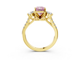 Yellow gold Three-Stone Fancy Pink Radiant  Cut Diamond Pavé Band with Four-Prong Setting_31