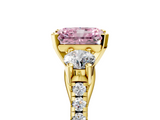 Yellow gold Three-Stone Fancy Pink Radiant  Cut Diamond Pavé Band with Four-Prong Setting_33