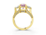 Yellow gold Three-Stone Fancy Pink Radiant  Cut Diamond Ring with Channel-Set Band and Four-Prong Setting_51