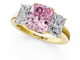 Yellow gold Three-Stone Fancy Pink Radiant  Cut Diamond Ring with Channel-Set Band and Four-Prong Setting_69