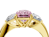 Yellow gold Three-Stone Fancy Pink Radiant  Cut Diamond Ring with Channel-Set Band and Four-Prong Setting_72