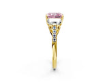 Yellow gold Three-Stone Fancy Pink Radiant Cut Diamond Ring with Pavé Band and Prong Setting_59