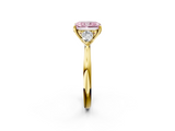 Yellow gold Three-Stone Fancy Pink Radiant  Cut Diamond Ring with Pear Side Stones in Four-Prong Setting_110